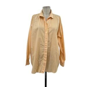 Diane von Furstenberg Vintage Golden Yellow Orange Stripe Button Up Plus Size 18